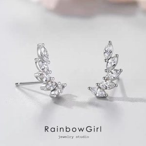RainbowGirl（アクセサリー） ピアス レディース 枝 葉 キラキラ 羽 翼 シルバー925 K18コーティング ピンクゴールド 女性 妻 嫁 娘 ホワイトデーお返し 人気 ギフト 10代20代30代
