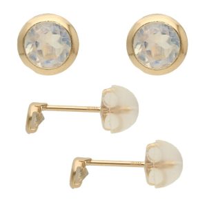 Jewel closet by L&Co. ピアス レディース 誕生石 6月 バースデー ムーンストーン K10 10金 月長石 クリア 誕生日プレゼント 小さめ エルアンドコー