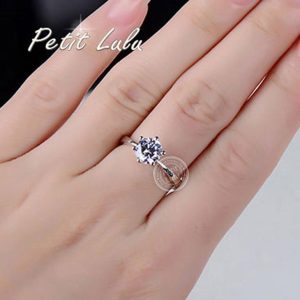 Petit Lulu 指輪 レディース リング 華奢 6本爪　一粒 ダイヤモンドCZ 金属アレルギー対応 プラチナ 18金 誕生日 プレゼント 母の日 ギフト 記念日