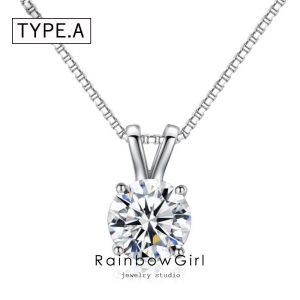 RainbowGirl（アクセサリー） ネックレス レディース 50代 40代 大粒 一粒ダイヤ シンプル CZ シルバー925/プラチナ仕上げ 女性 誕生日 母の日 人気 30代20代